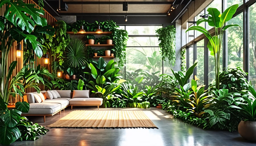 Interior design showcasing greenery and use of organic materials, reflecting kratom's essence.