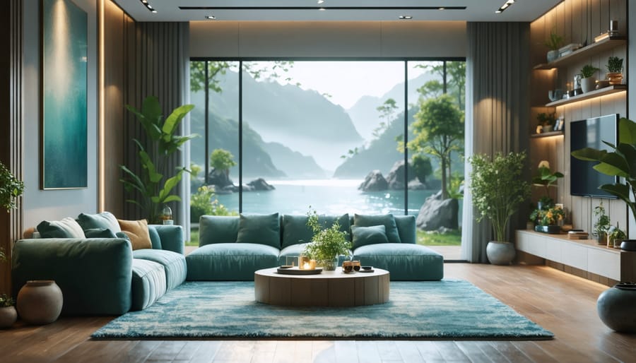 Living room with soothing light and natural colors